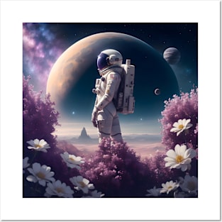 Astronaut on a flower planet Posters and Art